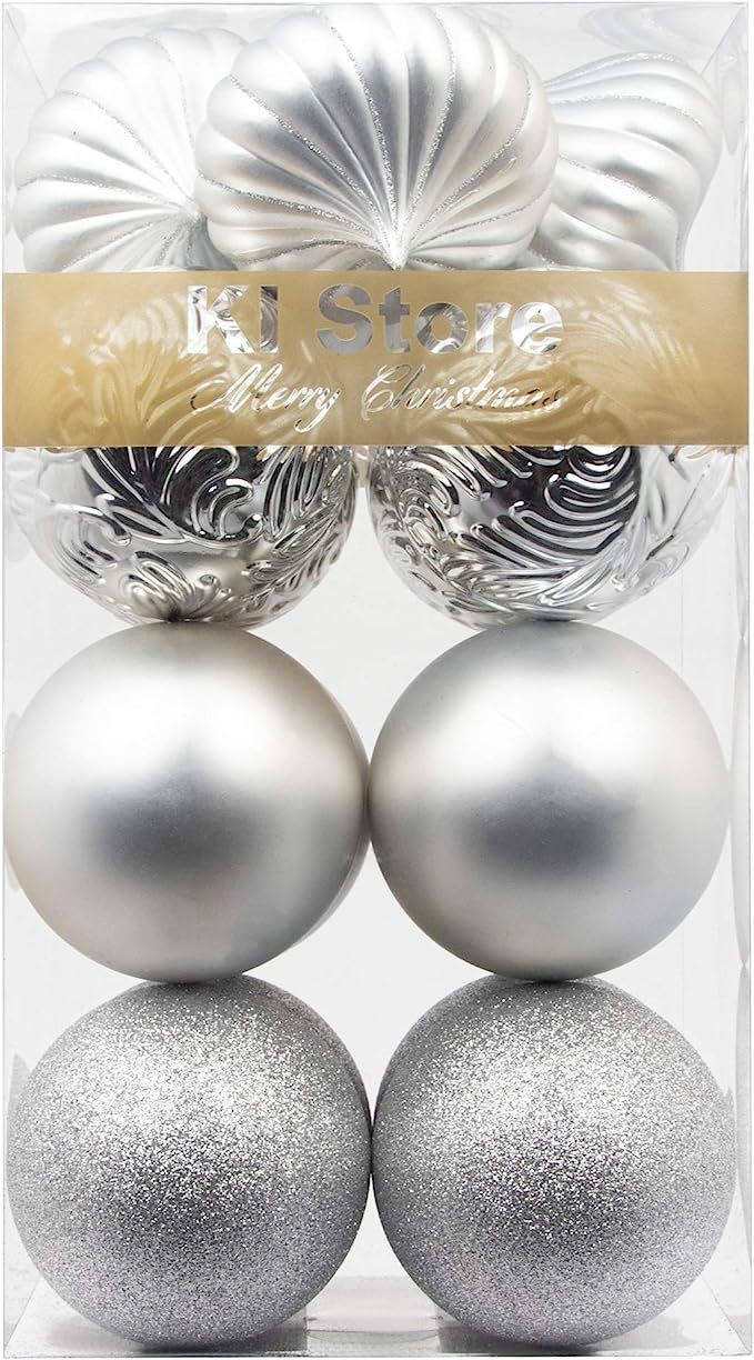 KI Store Large Christmas Balls Silver 4-Inch Shatterproof Christmas Tree Ball Ornaments Decoratio... | Amazon (US)