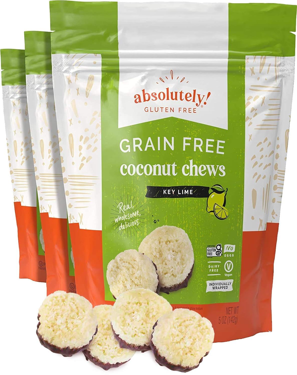 Absolutely Gluten Free Grain Free Key Lime Coconut Chews With a Touch of Himalayan Pink Salt, 5oz... | Amazon (US)