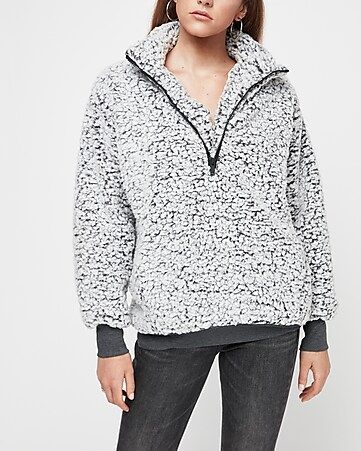 express one eleven sherpa quarter zip sweatshirt | Express