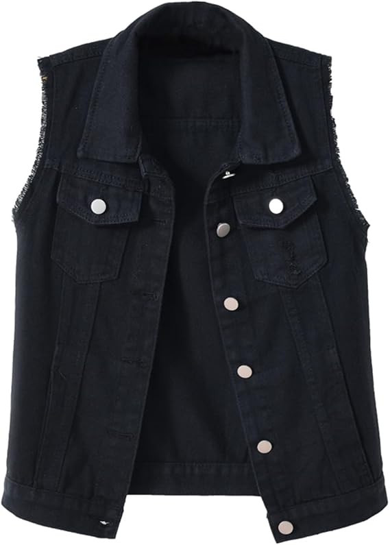 VIEWON Women's Casual Denim Waistcoat Frayed Sleeveless Ripped Jacket Vest | Amazon (US)