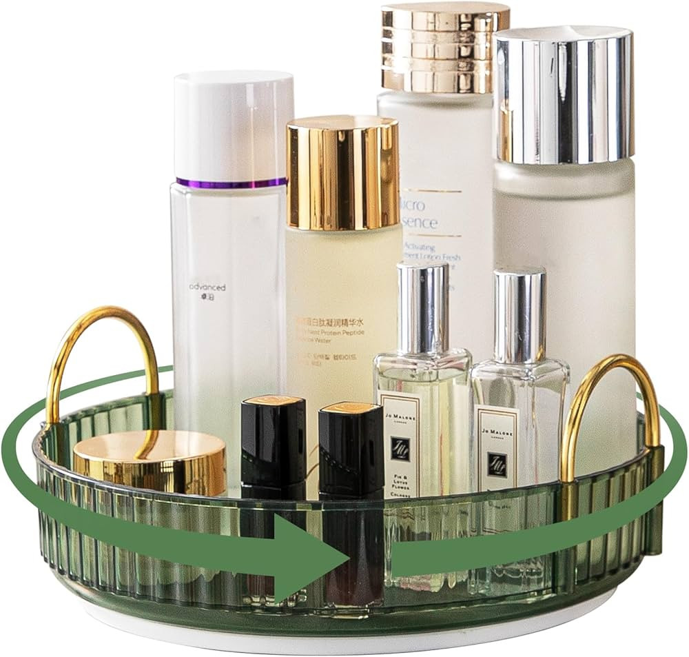 Makeup Organizer for Vanity, 360° Rotating Bathroom Organizer Countertop, High-Capacity Skincare... | Amazon (US)