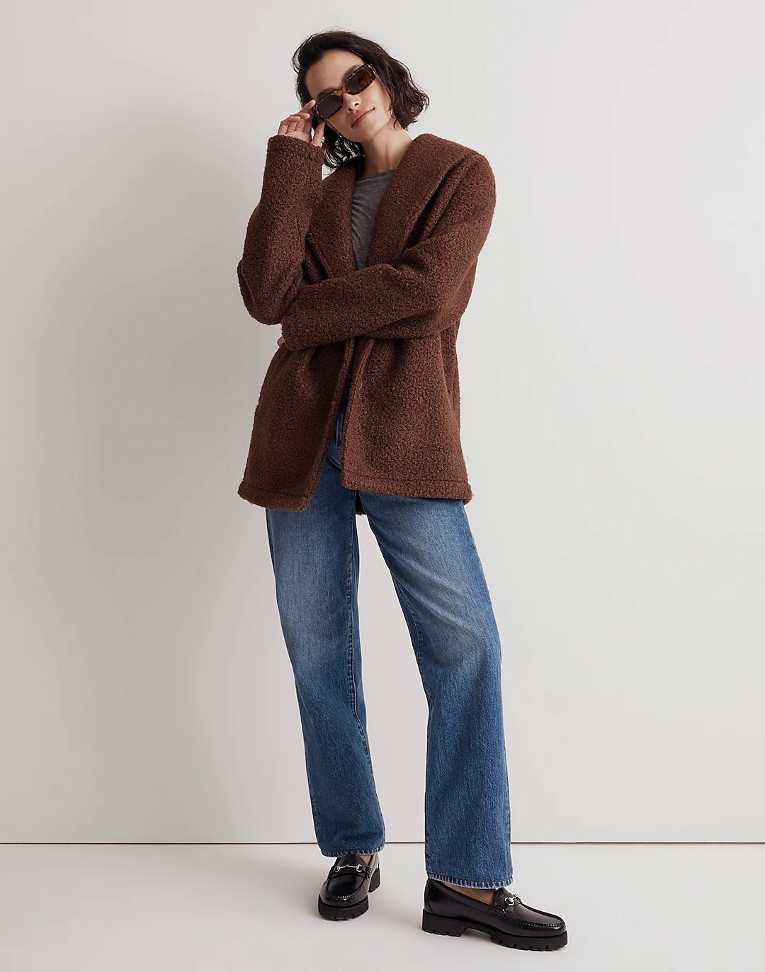 Pebbled Faux Shearling Shawl Collar Coat | Madewell