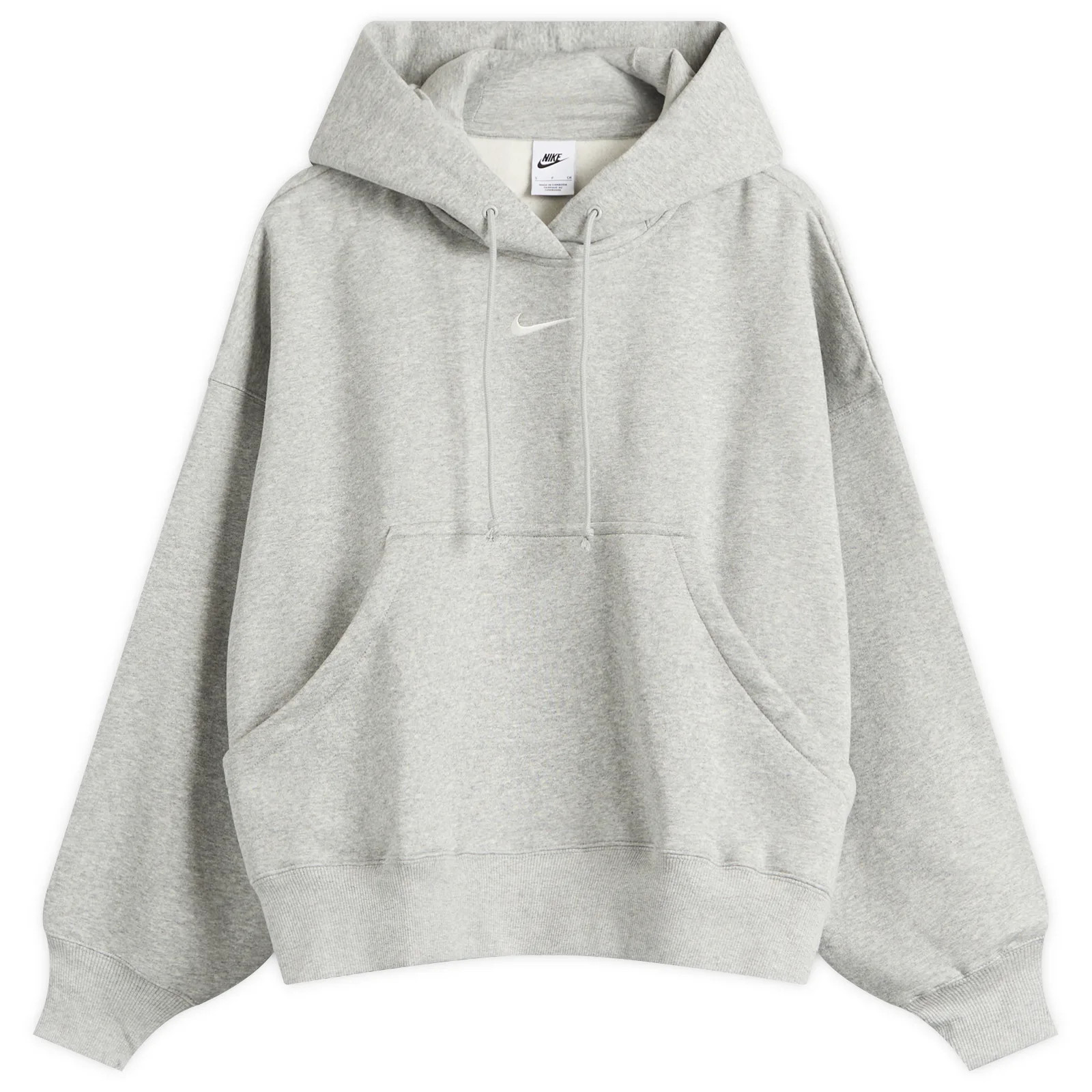 Nike Women's Phoenix Fleece Oversized Hoodie in Dark Grey Heather/Sail, Size X-Large | END. Clothing