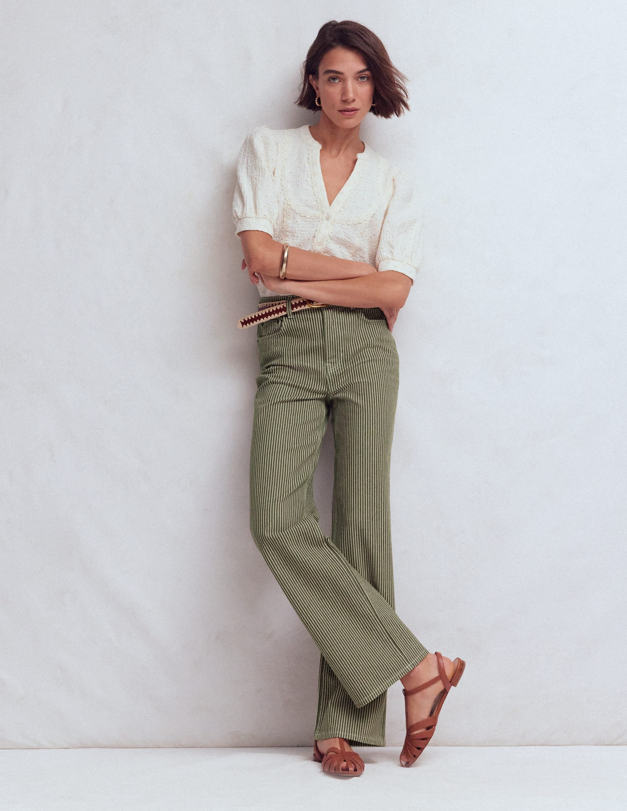 High Rise Wide Leg Jeans-Blue Stripe | Boden (US)