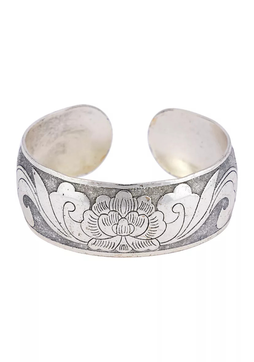 Silver Tone Etched Wide Cuff Bracelet | Belk