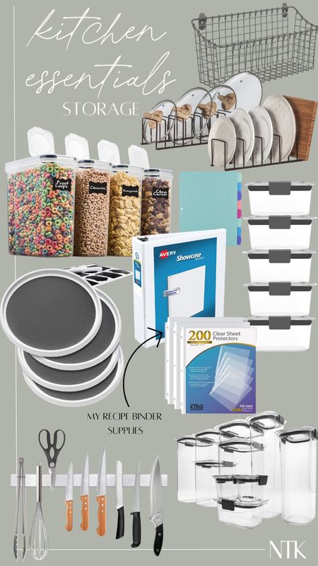 Kitchen storage I have - Lazy Susans for the cabinets, food storage, kitchen backer are organizers, wall storage basket, magnetic knife strip! All are linked below and on my Amazon storefront

#LTKhome