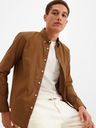 Stretch Poplin Shirt in Untucked Fit | Gap Factory