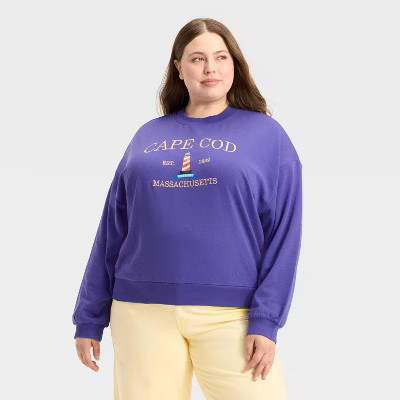 Women's Cape Cod Graphic Sweatshirt - Royal Blue 3X | Target
