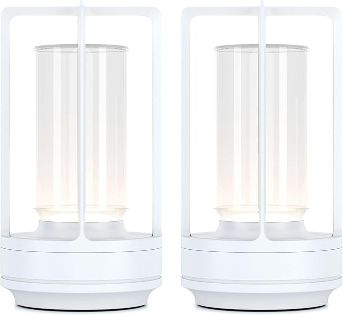 Portable Metal Table Lamp for Indoor/Outdoor ,Rechargeable Cordless LED Lamp, 3-Colour Infinitely... | Amazon (US)