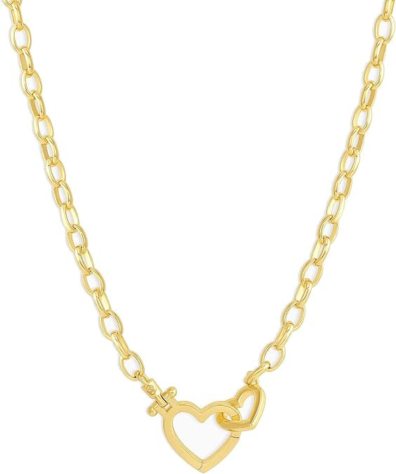 gorjana - Parker Heart Necklace 16 1/2 or 17 inches - 18K Gold Plated - Cable Chain, Interlocking... | Amazon (US)