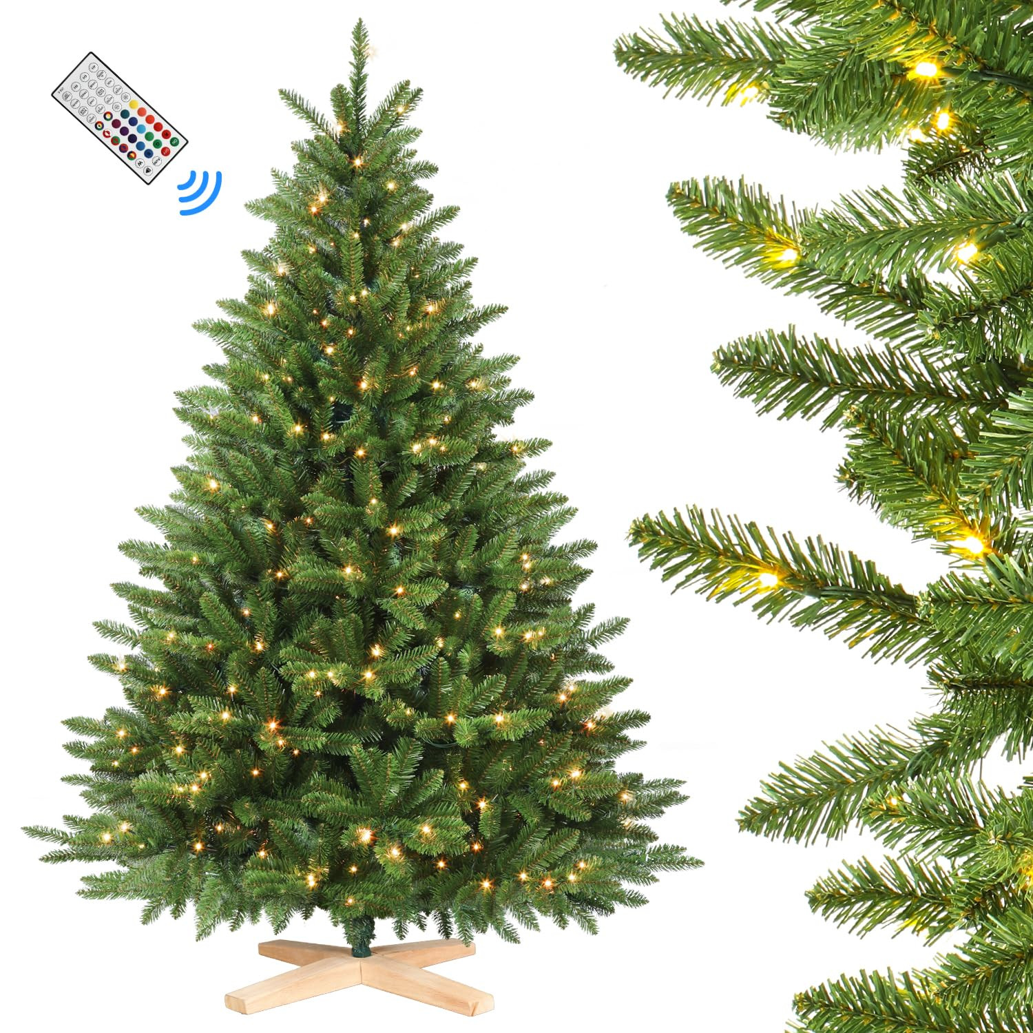 SHareconn 7ft Pre Lit Christmas Tree with 400 Multi-Color RGB Lights & Remote Control, 1381 Branc... | Amazon (UK)