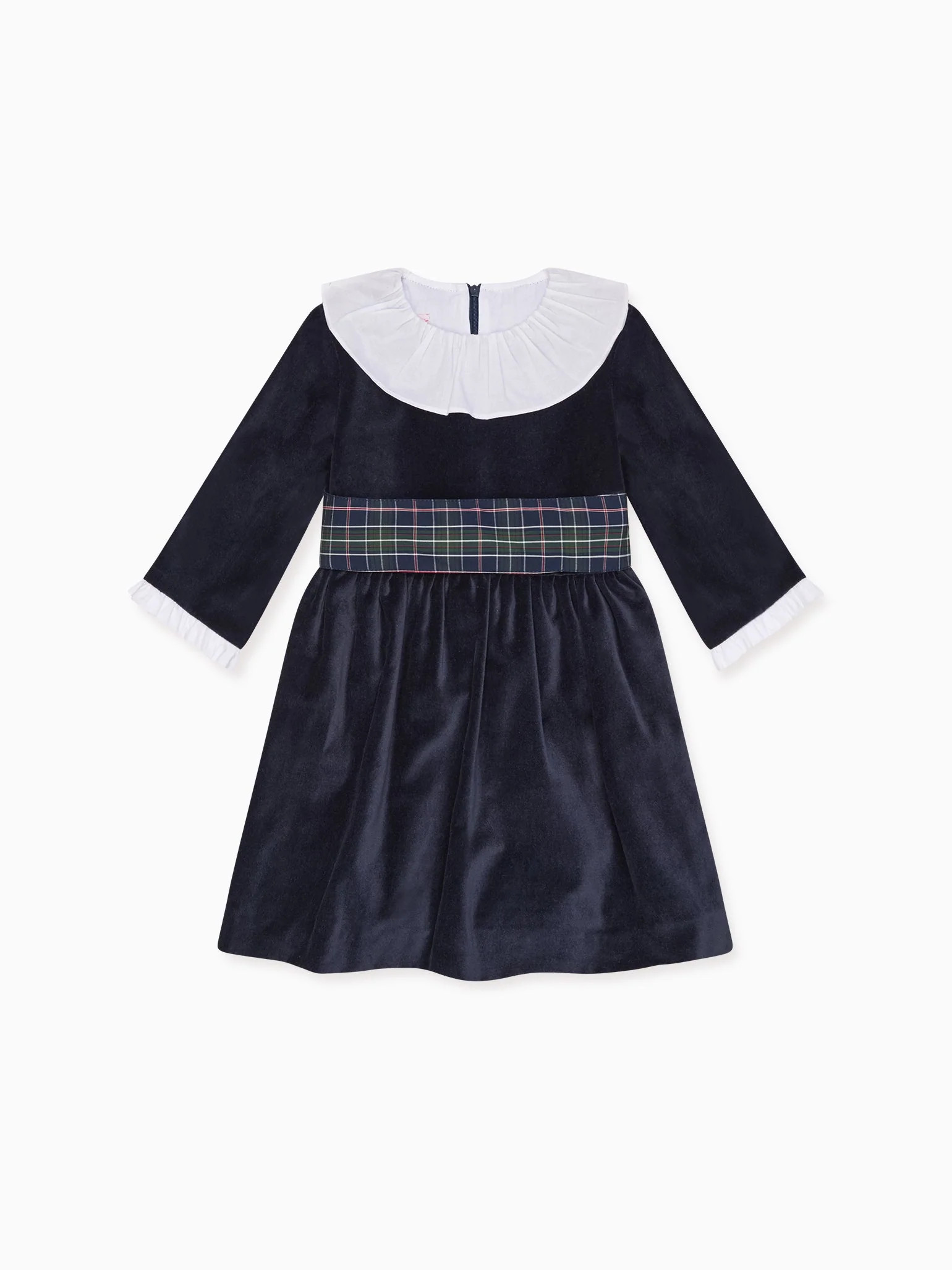 Navy Nola Velvet Girl Dress | La Coqueta (US)
