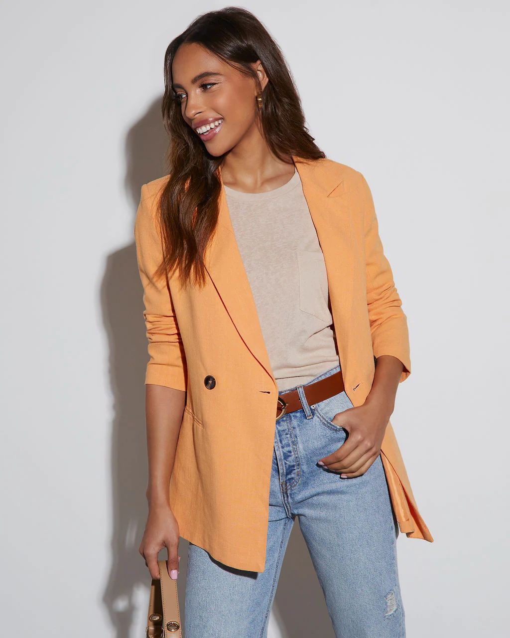 Confidence Double Breasted Linen Blazer | VICI Collection