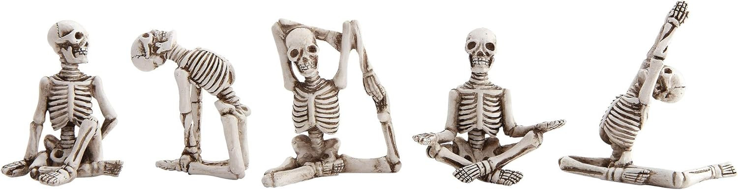 Creative Co-op Yoga Skeleton Spooky White 2 inch Resin Stone Halloween Figurines Set of 5 | Amazon (US)