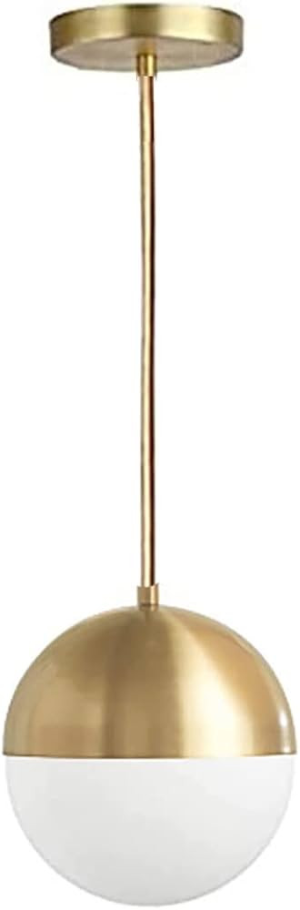 LOTREE Gold Brass Glass Globe Pendant Light Fixtures: 5.9 Inch Mini White Milk Glass Ball with Go... | Amazon (US)