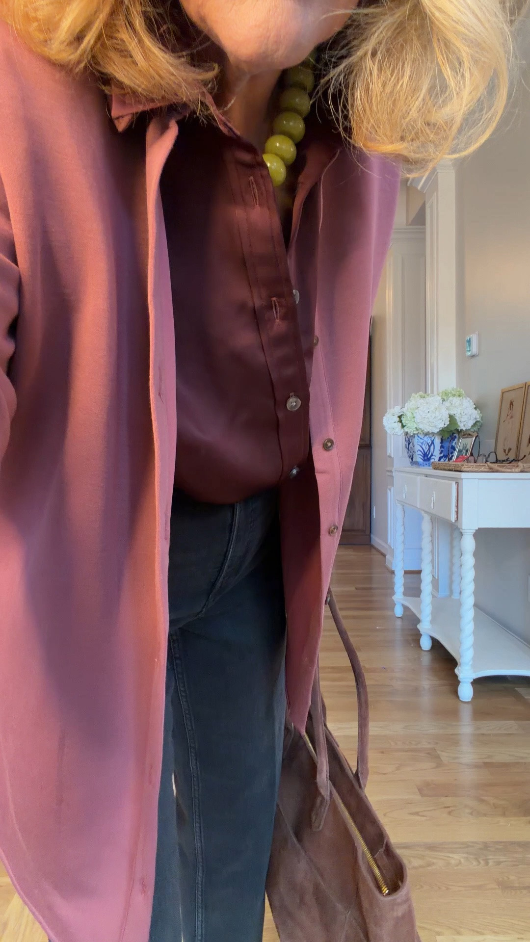 Wearing a med or med petite in all

Love this casual chic outfit 
The satin blouse is such good quality 

#LTKOver40 #LTKootd #LTKPetite