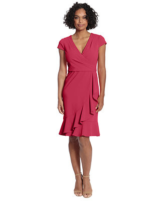 Women's Faux-Wrap Ruffle-Trim Dress | Macy's