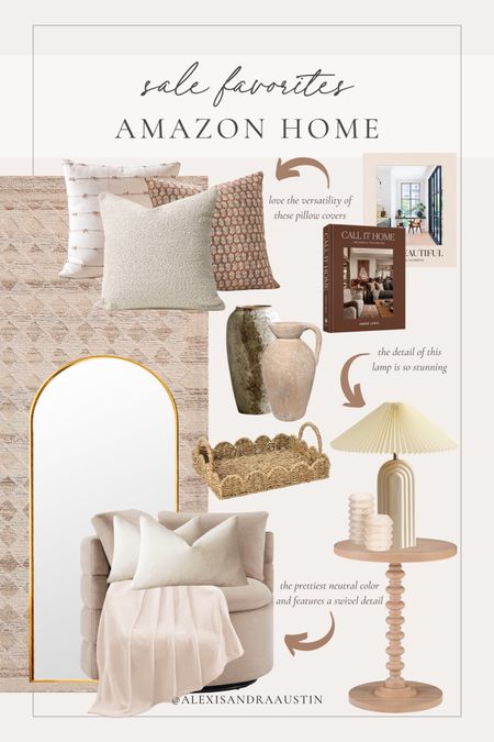 My favorite Amazon home items on sale! Create a light and bright summer look with these neutral statement pieces 

Sale favorites, found it on Amazon, home sale favorites, summer style, floor mirror, gold arch mirror, table lamp, accent table, swivel chair, throw pillow, neutral home, aesthetic finds, neutral area rug, decor book, travertine decor, throw blanket, scallop tray, wicker tray, neutral vase, living room refresh, light and bright, shop the look!

#LTKHome #LTKSeasonal #LTKSummerSales