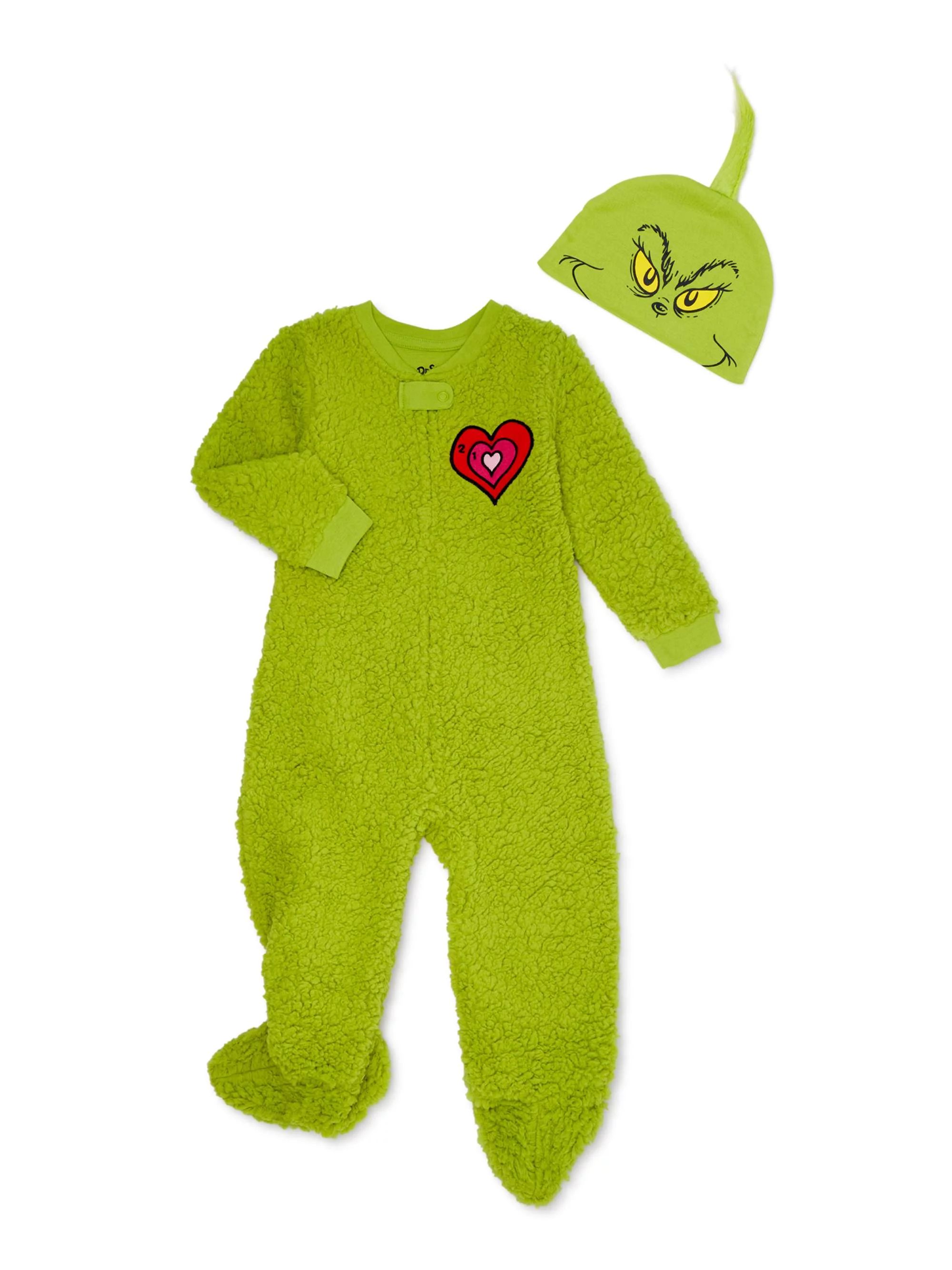 Matching Family Christmas Pajamas Toddler Boy Girl Unisex Grinch Sleeper with Beanie - Walmart.co... | Walmart (US)