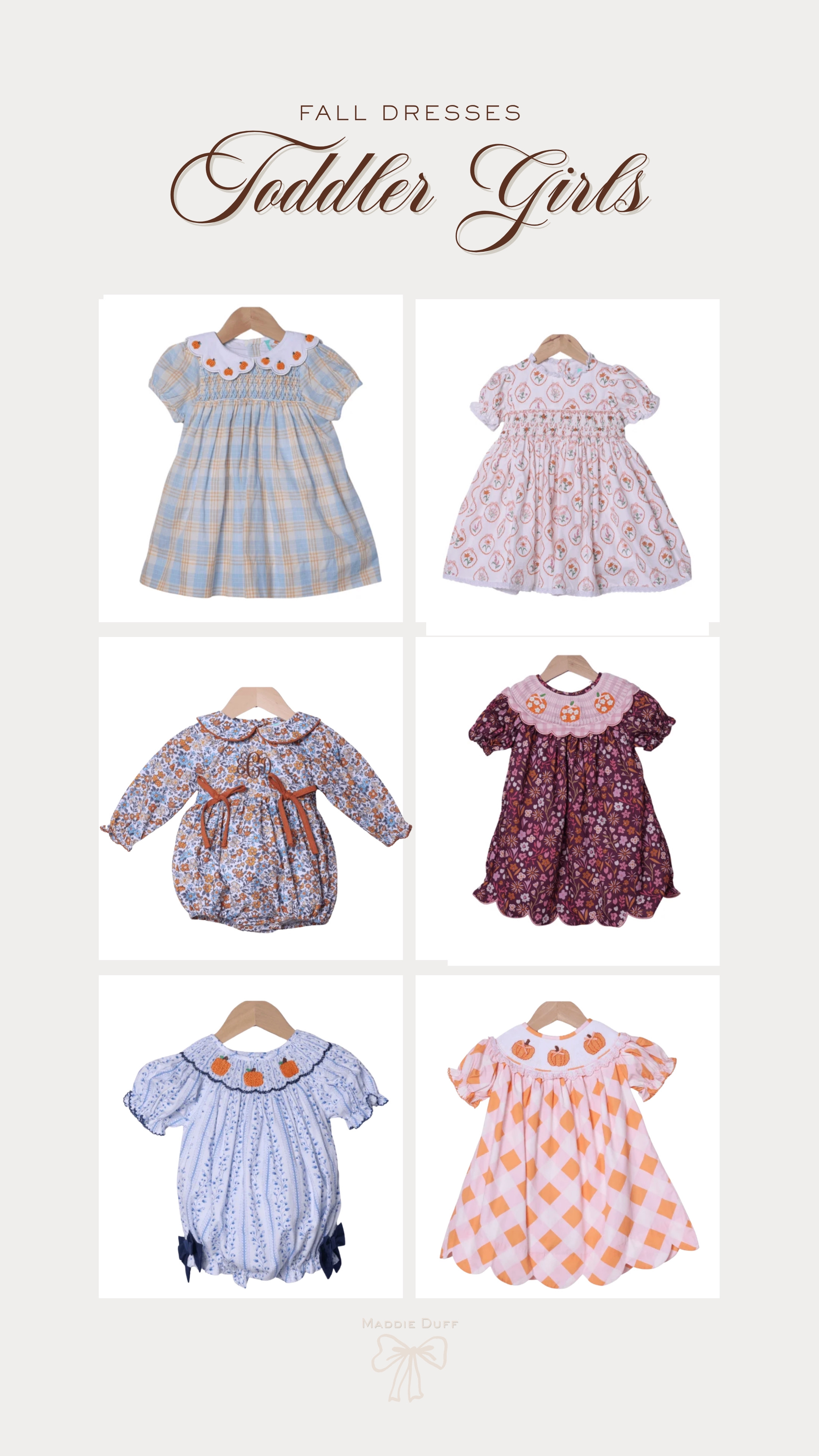 Fall smocked bubbles and dresses!

girls fall outfits, toddler outfits, fall outfits for toddlers 

 #LTKBaby #LTKKids