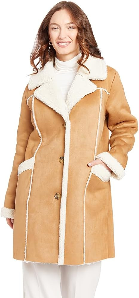 Frye womens Edge Stitich Faux Shearling Coat | Amazon (US)
