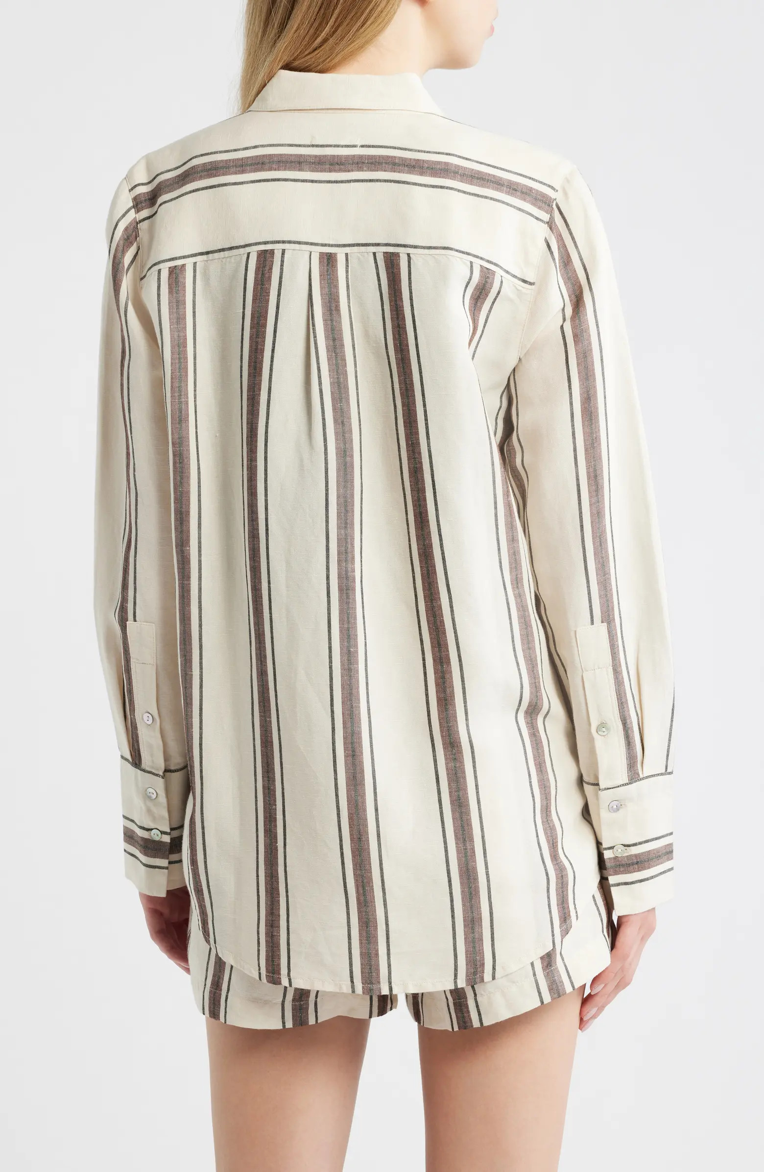 Knox Variegated Stripe Linen Blend Button-Up Shirt | Nordstrom