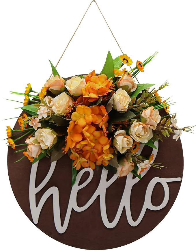 Fall Wreaths,Fall welcome sign for front door, Wooden Hanging Sign for Front Porch Fall Wreaths f... | Amazon (US)