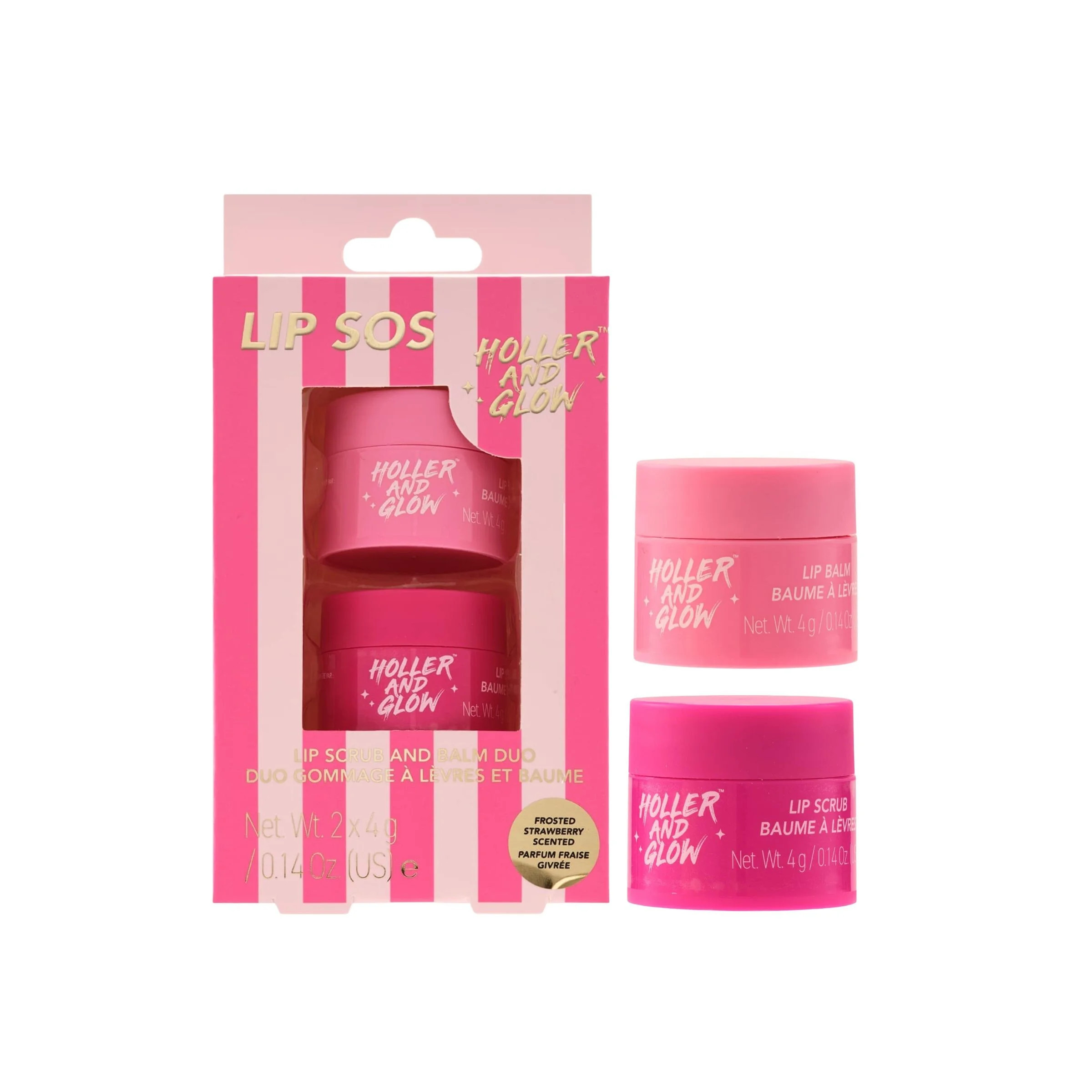 Holler and Glow Limited Edition Lip SOS Frosted Strawberry Scented Scrub And Balm Duo, 2 Piece Gi... | Walmart (US)