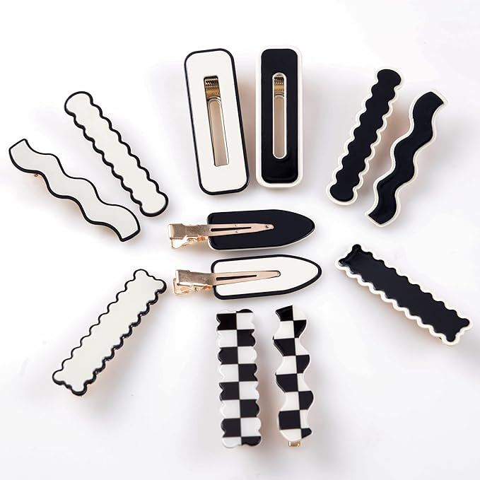 Fastat 12PCS No Bend Hair Clips Fashion Black And White Hair Clips Pretty Hair Pins For Women Hai... | Amazon (US)