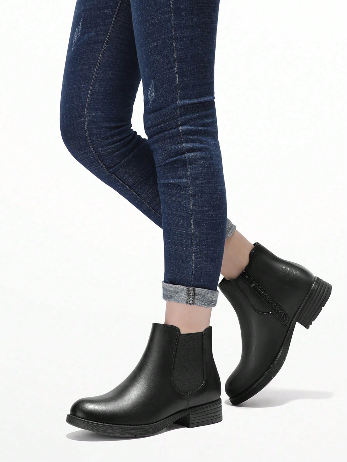 Bacia Womens Ankle Boots with Zipper Fashion Chelsea Boots Comfort Low Heel Booties | SHEIN