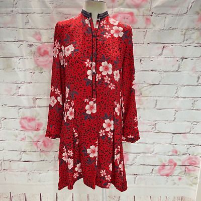 Zadig & Voltaire Women's Ruti Pensee Long Sleeve Floral Silk Red Mini Dress XS  | eBay | eBay US