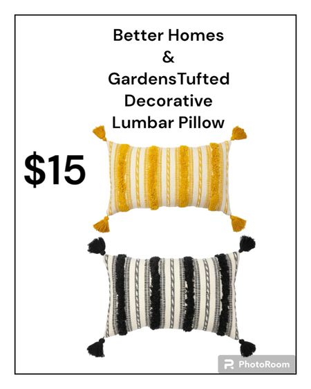 Better Homes & Gardens tufted black
And yellow pillows. 

#pillows
#decoration

#LTKfindsunder50 #LTKhome