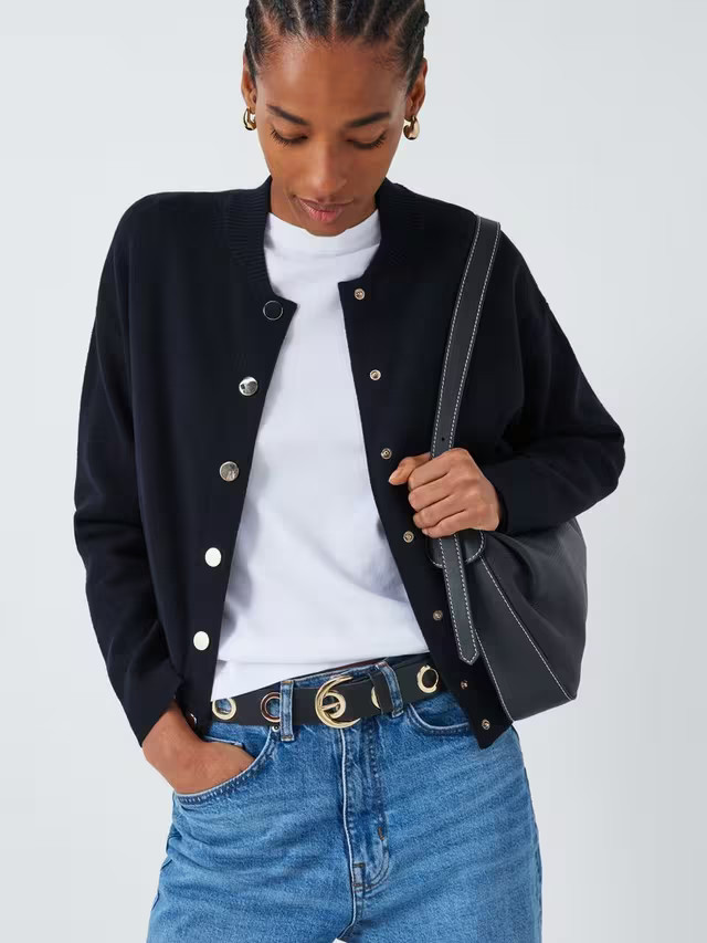 John LewisCotton Blend Bomber Jacket, Navy | John Lewis (UK)