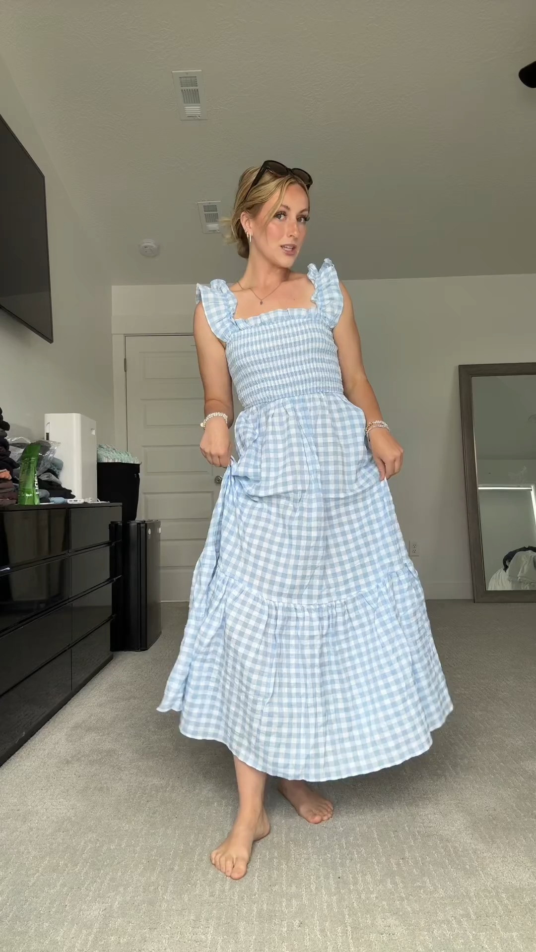 Women’s Retro Plaid Sleeveless Ruched Dress 

 #LTKMidsize #LTKPetite #LTKPlusSize