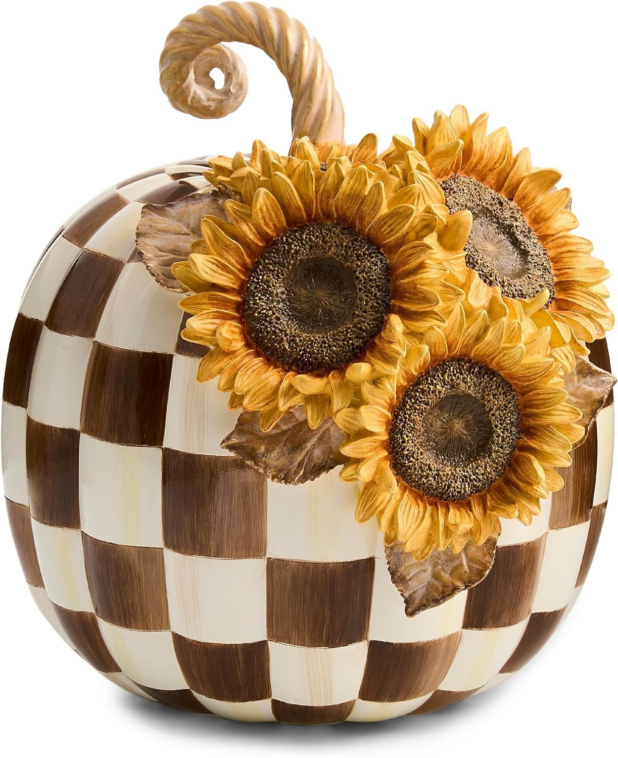 MACKENZIE-CHILDS Resin Pumpkin, Chocolate Check Sunflower | Amazon (US)