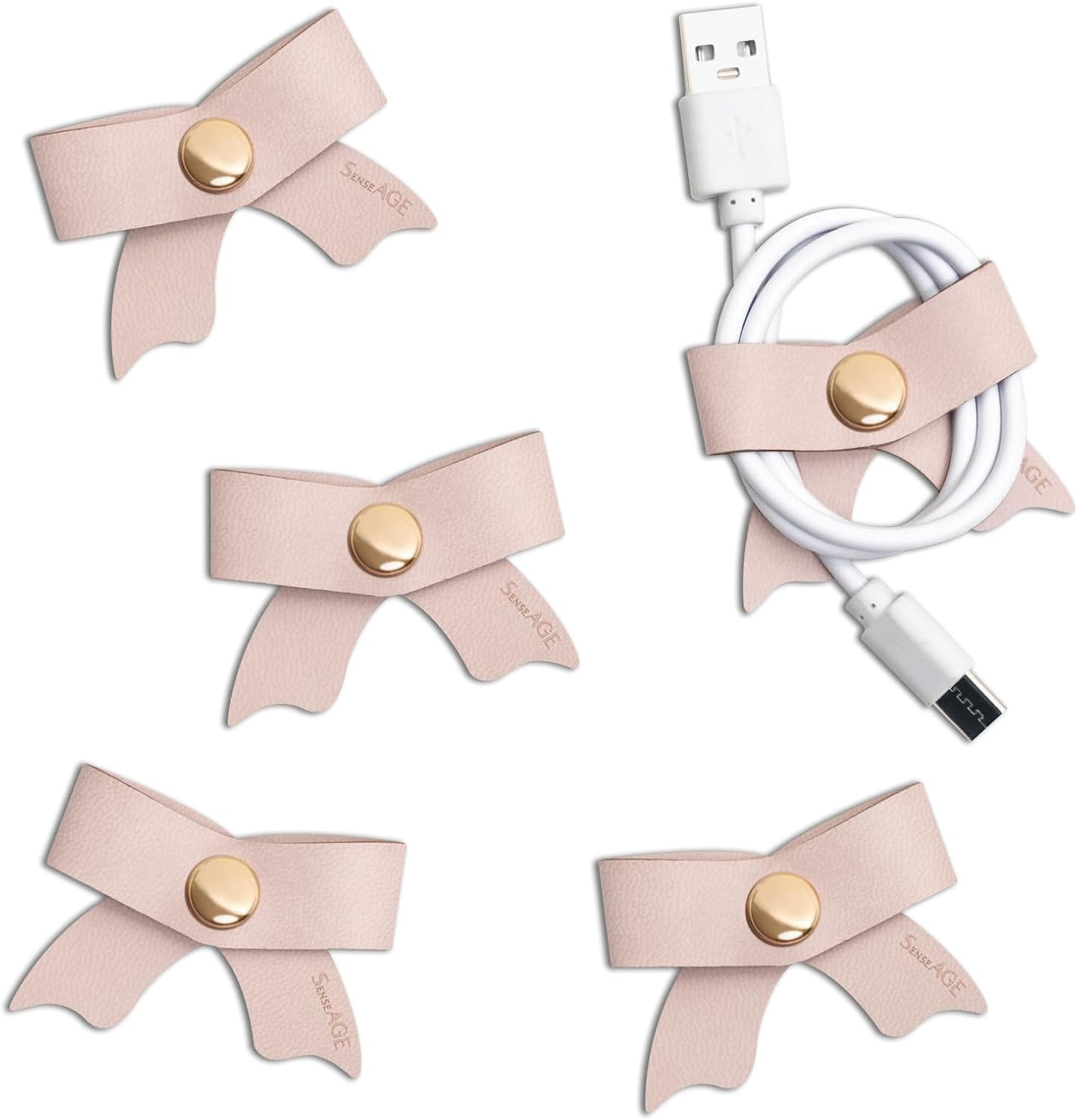 SenseAGE 5 Pack Cord Organizer, Bow Cord Keeper, Cable Organizer USB Holder, Leather Cable Manage... | Amazon (US)