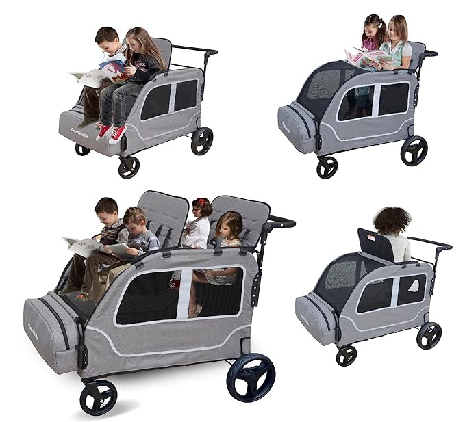 Stroller Wagon Four Seater 1 2 3 4 Year Old Kids Baby Toddler Passenger Travel Foldable Jogger Qu... | Amazon (US)