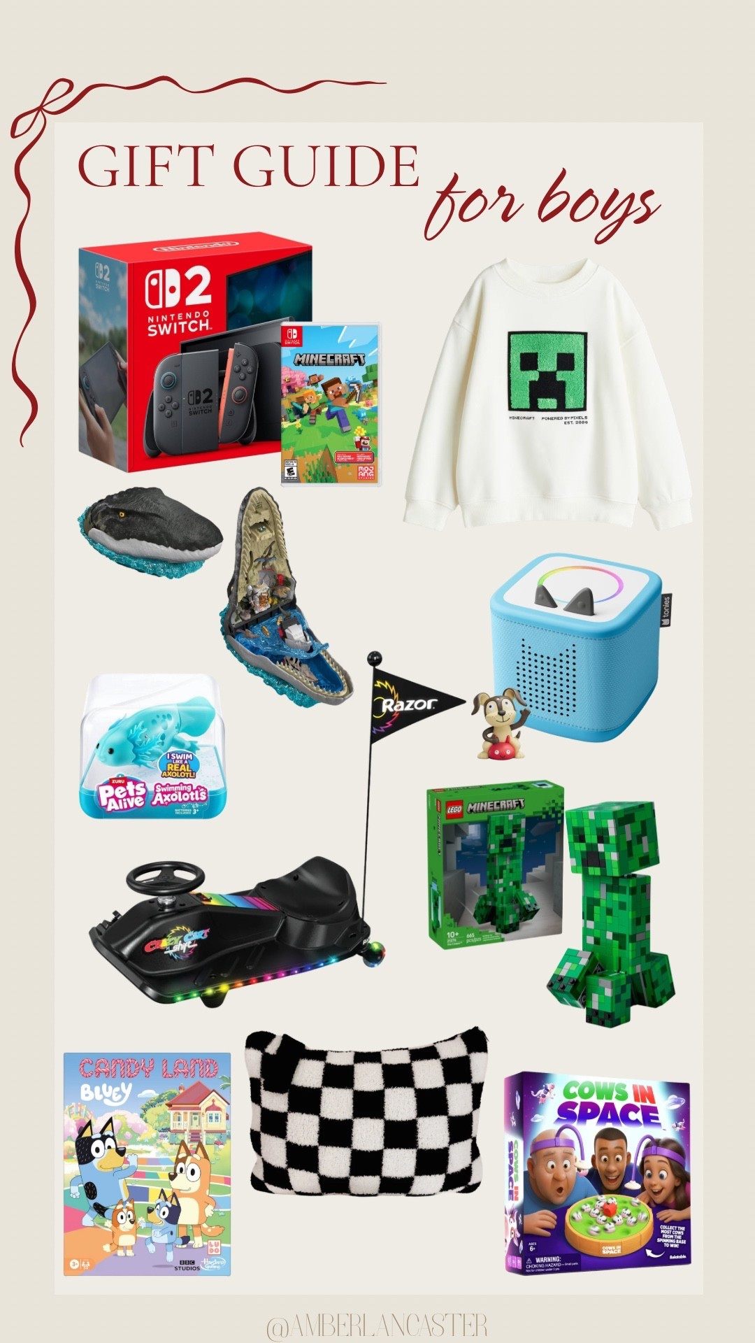 Gift ideas for Boys! 🎄 | 
gift guide, gift ideas, christmas gift, christmas gift ideas, christmas gift guide, gift guide for kids, gift ideas for kids, gifts for boys, gift ideas boys, boys gift ideas, boys gift guide, gifts for little boys, little boy gifts, boy gift, christmas, holiday, toys, minecraft, lego, razor shift, pets alive, nintendo switch, tonies, games, staykation. 

#LTKGiftGuide #LTKKids #LTKHoliday