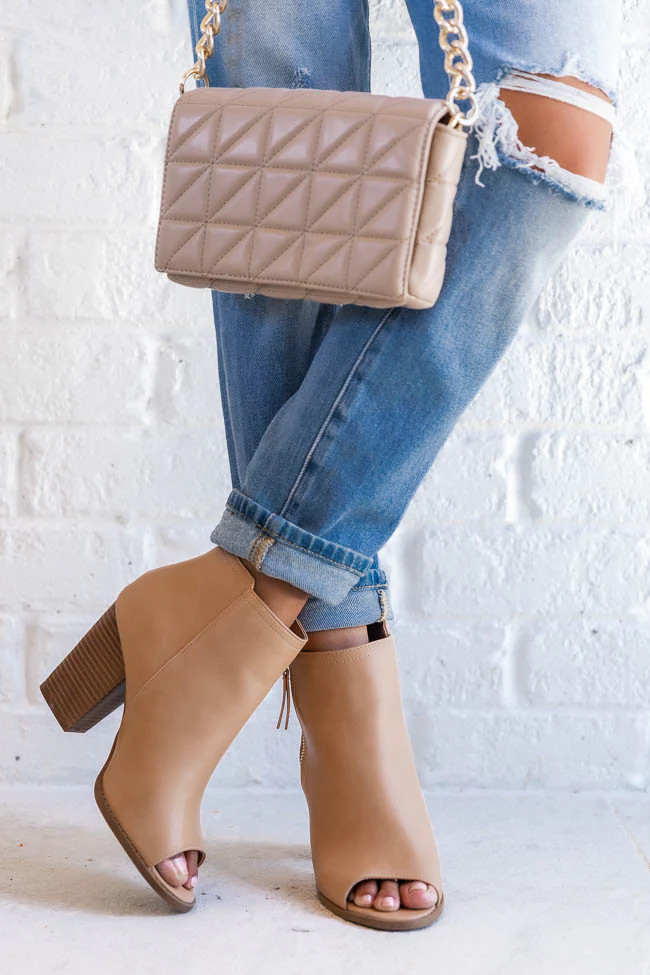 Skye Tan Open Toe Booties | Pink Lily