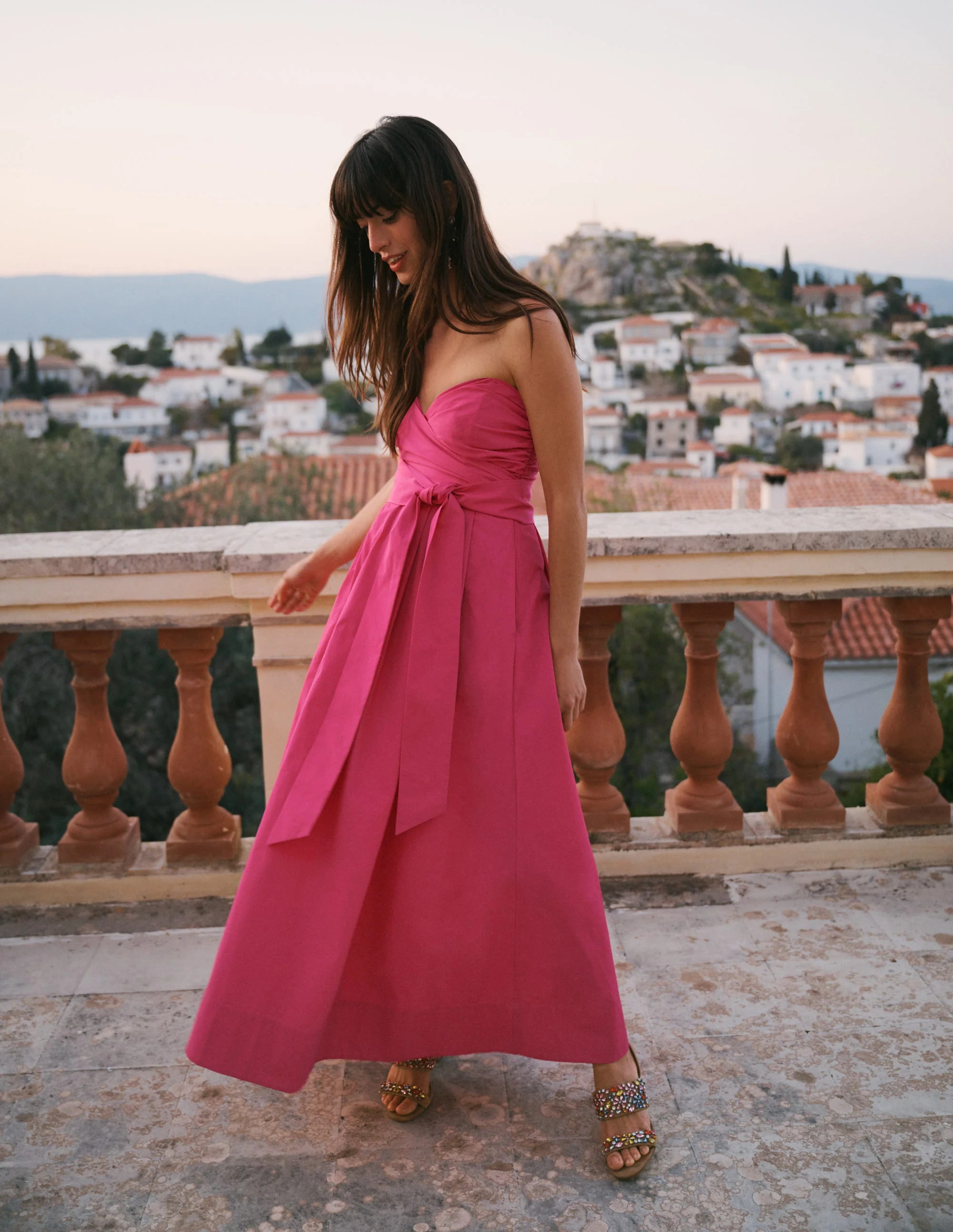 Strapless Taffeta Dress-Bright Pink | Boden (US)