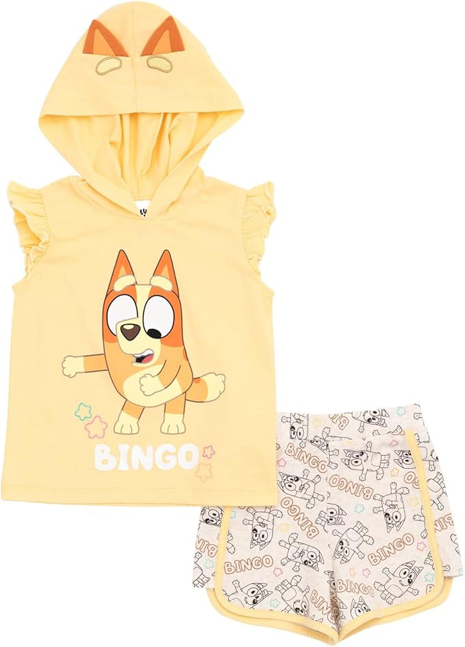 Bluey Bingo Girls Cosplay Tank Top and Active Retro Dolphin French Terry Shorts Toddler to Little... | Amazon (US)