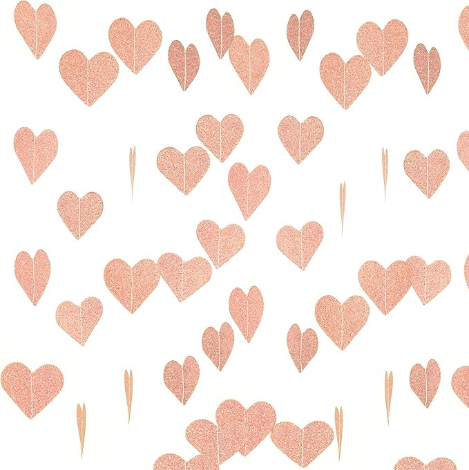 Rose Gold Valentines Party Love Heart Hanging Paper Garlands Decorations Wedding Bachelorette Par... | Amazon (US)