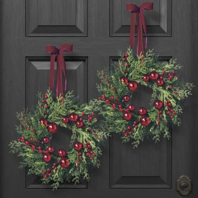Radiant Rouge Mini Wreaths, Set of Two | Frontgate