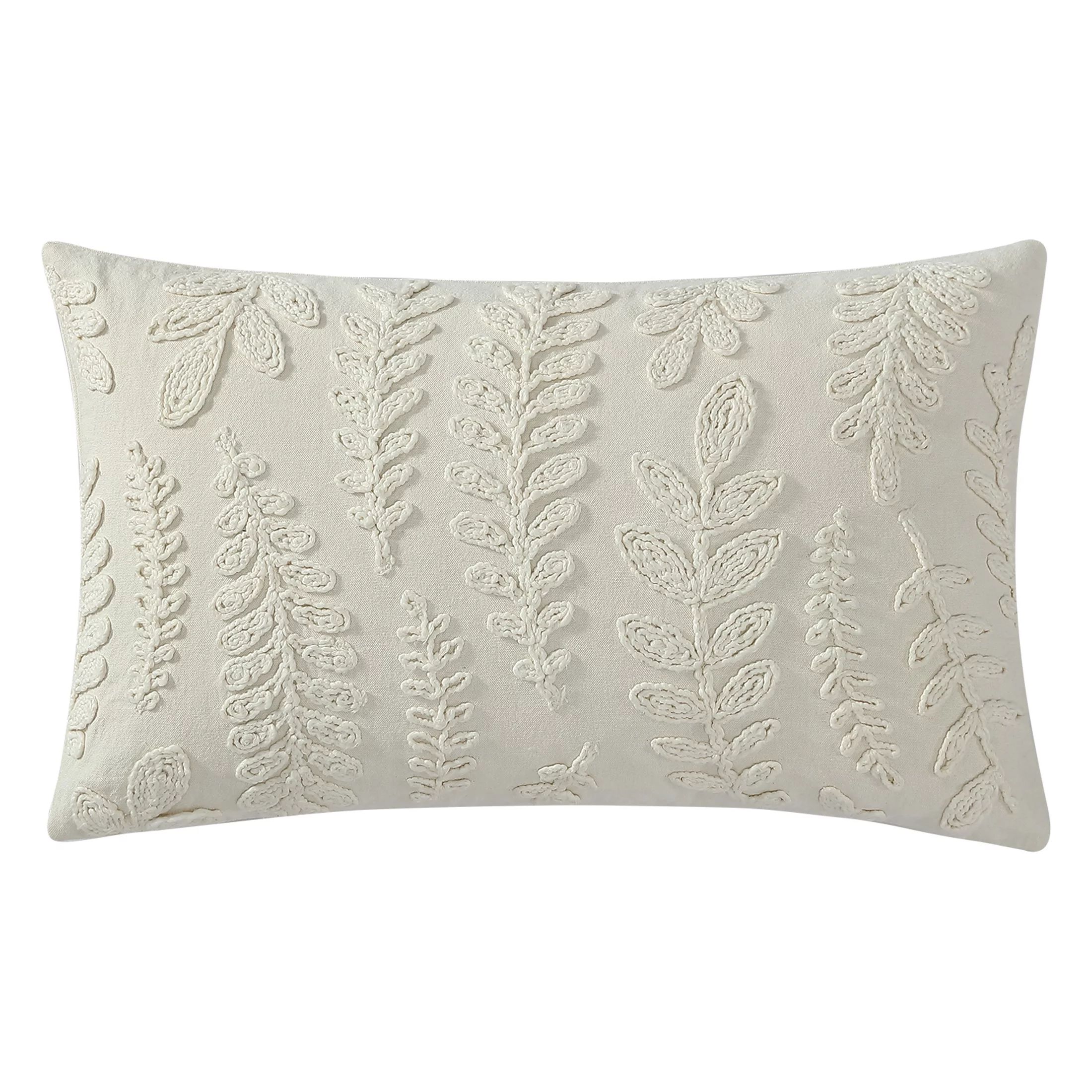 Better Homes & Gardens, Beige Embroidered Botanical Decorative Pillow, Oblong, 14" x 24", Beige, ... | Walmart (US)