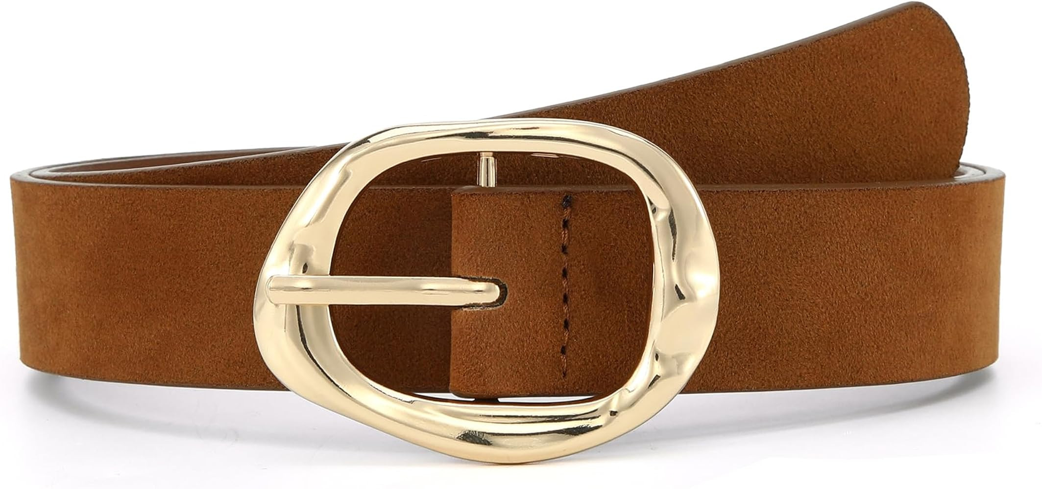 Earnda Leather Belts for Women Casual Fashion Waist Belt with Liquid Shapes Gold Buckle for Jeans... | Amazon (US)