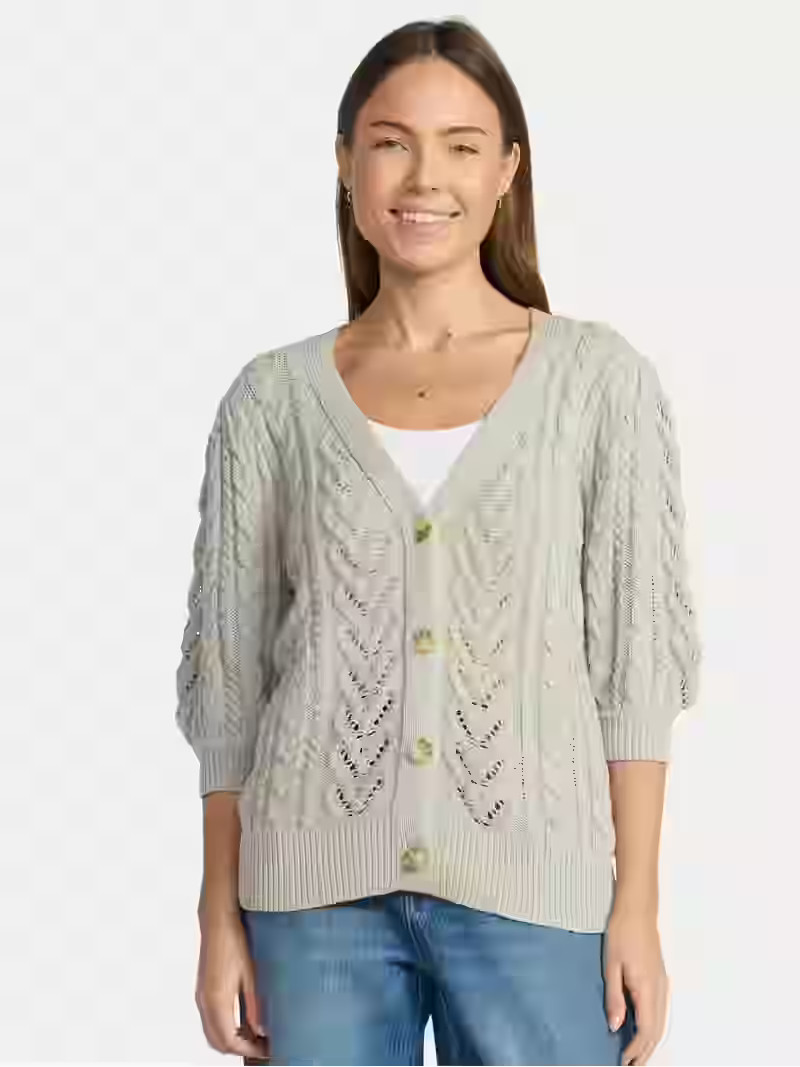 Time and Tru Women's Short Sleeve Boyfriend Cardigan, Lightweight, Sizes XS-XXXL | Walmart (US)