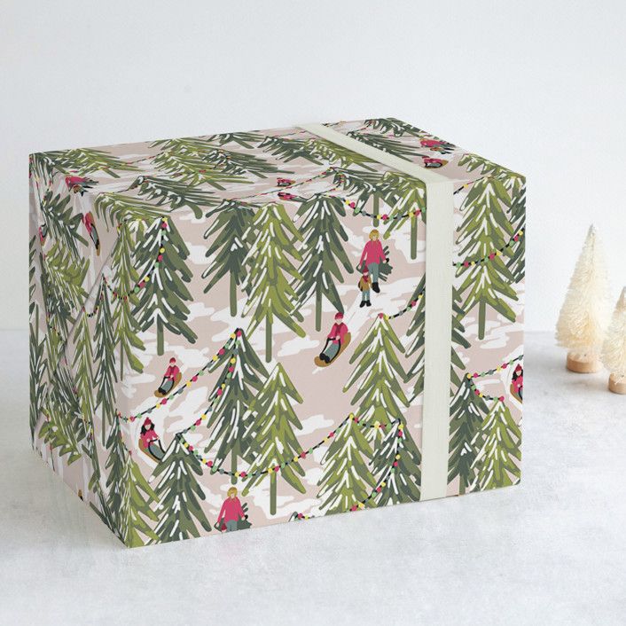 Sledding Scene Wrapping Paper | Minted