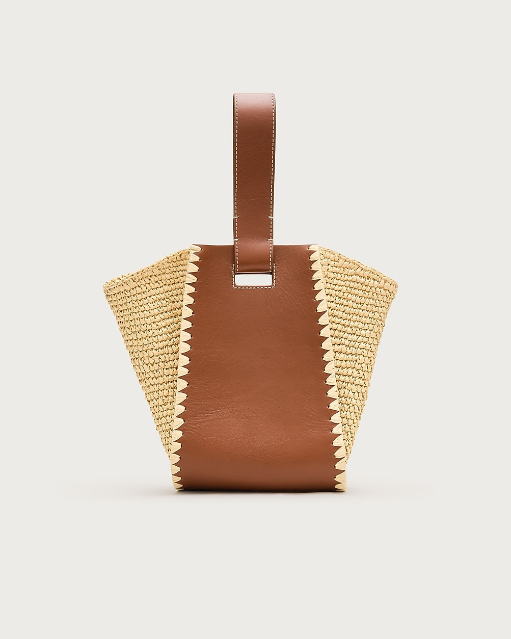 Top-handle bag in handknotted straw and leather | J. Crew US