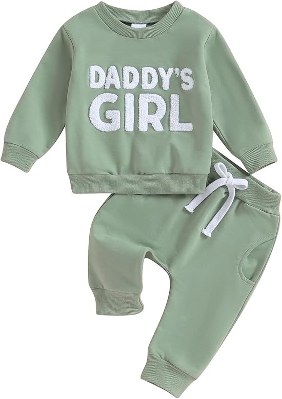 Toddler Baby Girl Clothes Long Sleeve Letter Print Sweatshirt and Stretch Jogger Pants Newborn Fa... | Amazon (US)
