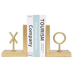 Gold Bookends Decorative Bookend Set Heavy Duty Book Ends to Hold Books Unique Modern Bookends Me... | Amazon (US)